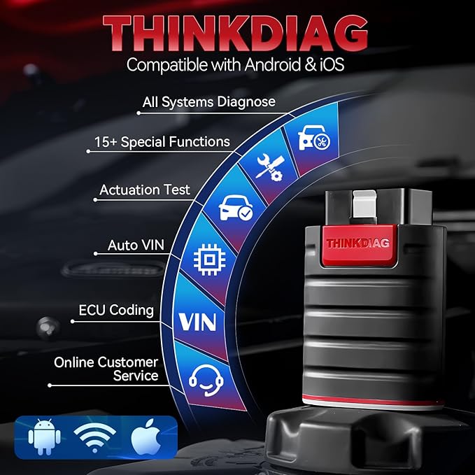"Thinkdiag OBD2 Scanner Bluetooth, All System Bidirectional scan Tool OE Level Diagnostic Tools with ECU Coding,15+ Service Functions All Software 1 Year Free fits for iPhone & Android" - Image 2