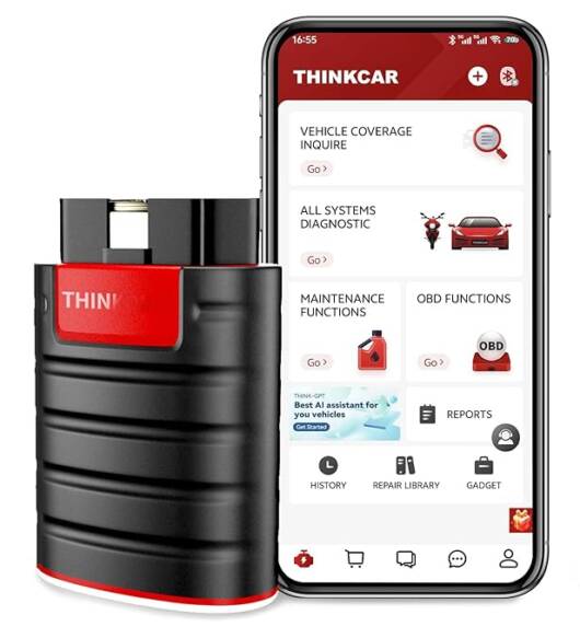 "Thinkdiag OBD2 Scanner Bluetooth,  All System Bidirectional scan Tool  OE Level Diagnostic  Tools with ECU Coding,15+ Service Functions All Software 1 Year Free fits for iPhone & Android"