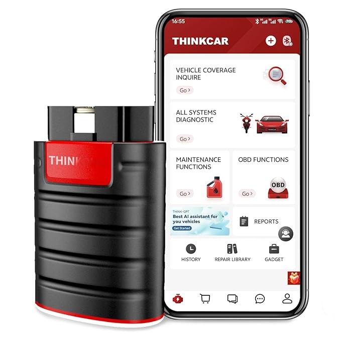 "Thinkdiag OBD2 Scanner Bluetooth, All System Bidirectional scan Tool OE Level Diagnostic Tools with ECU Coding,15+ Service Functions All Software 1 Year Free fits for iPhone & Android"